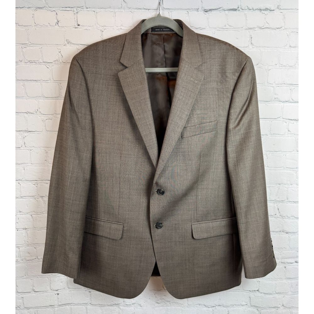 VAN HEUSEN light brown 100% wool mens classic career jacket blazer size 42S